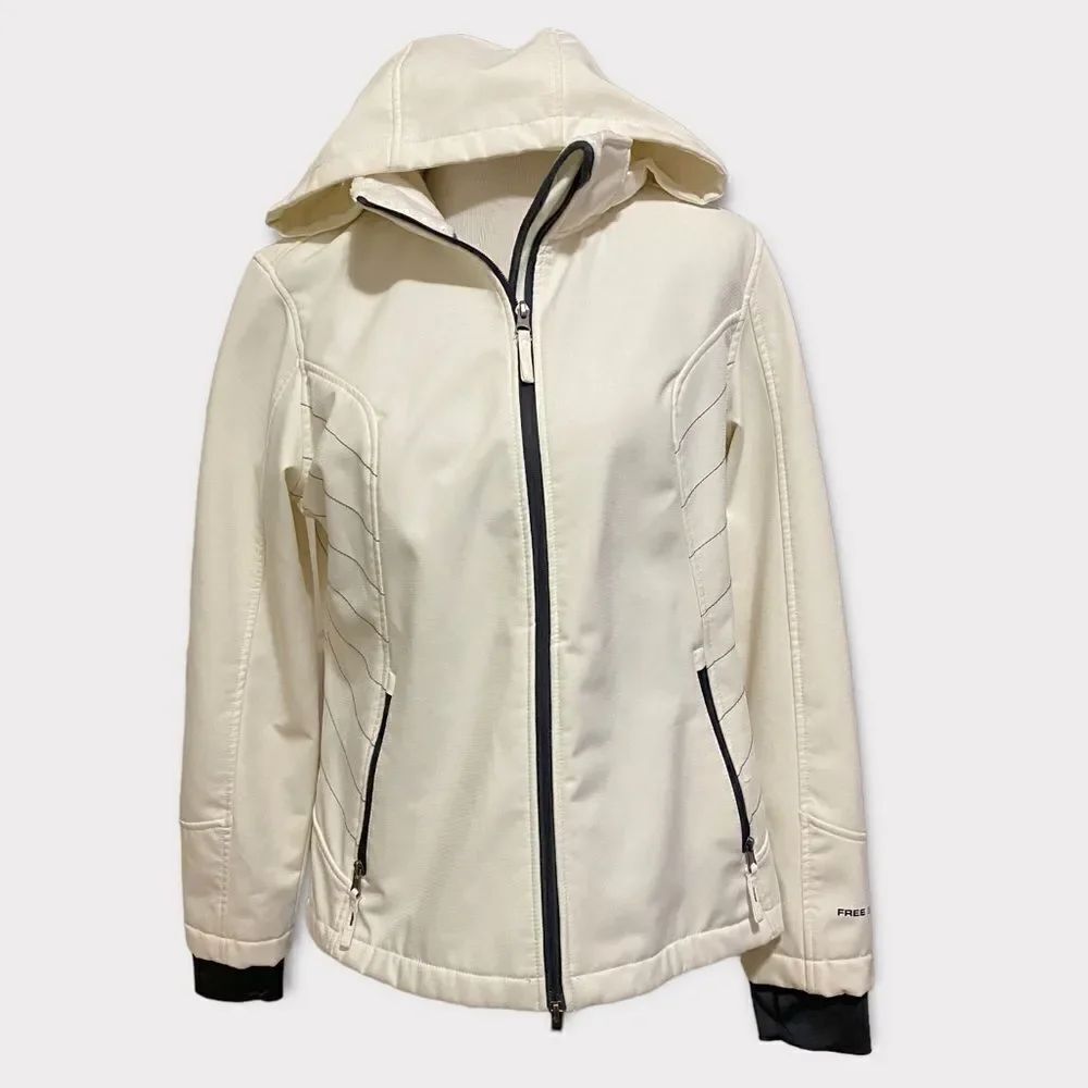 Free Country Off White Hooded Lined Zip Up Jacket Coat